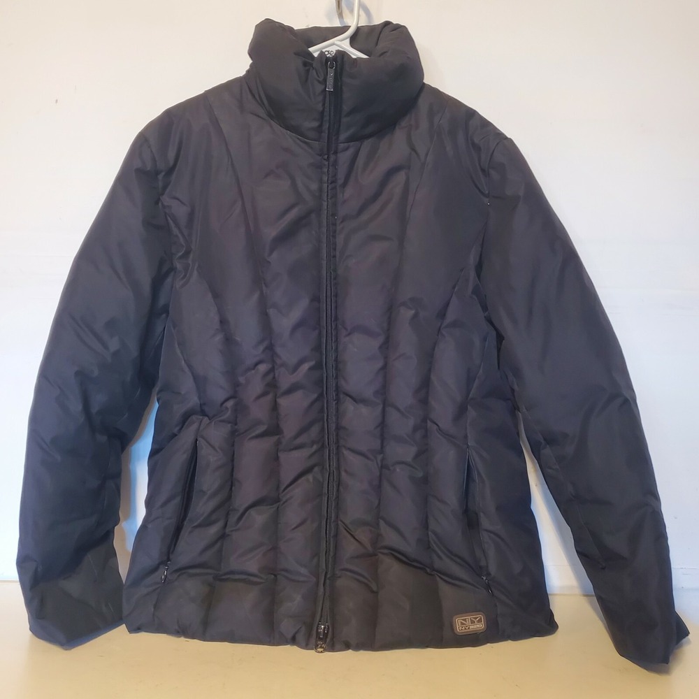 NY 10018 Tech Down Feather Vintage Ski Jacket Women's‎ Black Full Zip Small